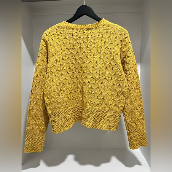 Kut From The Kloth cableknit crewneck sweater gold mustard yellow size small - Picture 3 of 6